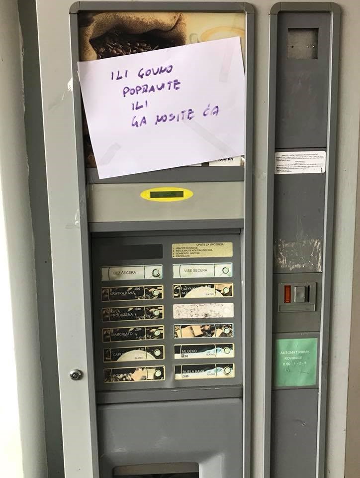 Dalmatinac je odlučio riješiti problem, ostavio je poruku na pokvarenom samoposlužnom aparatu