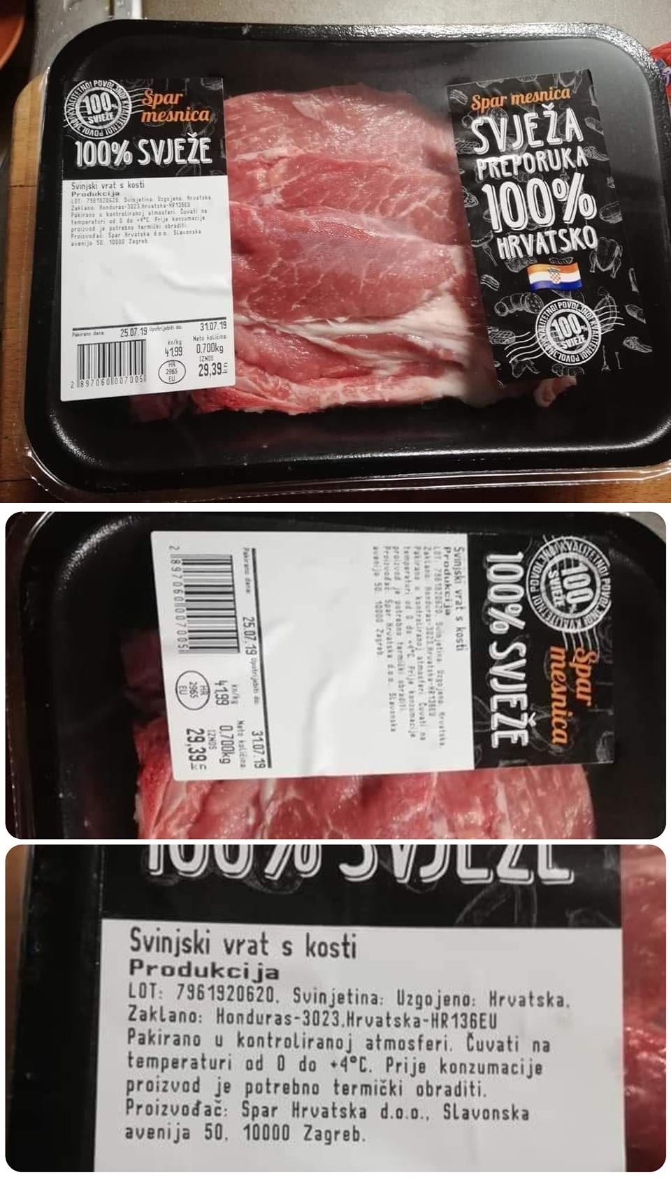 Etiketa na mesu zbunila kupce: Uzgojenu u Hrvatskoj, zaklano u Hondurasu = 100% hrvatsko