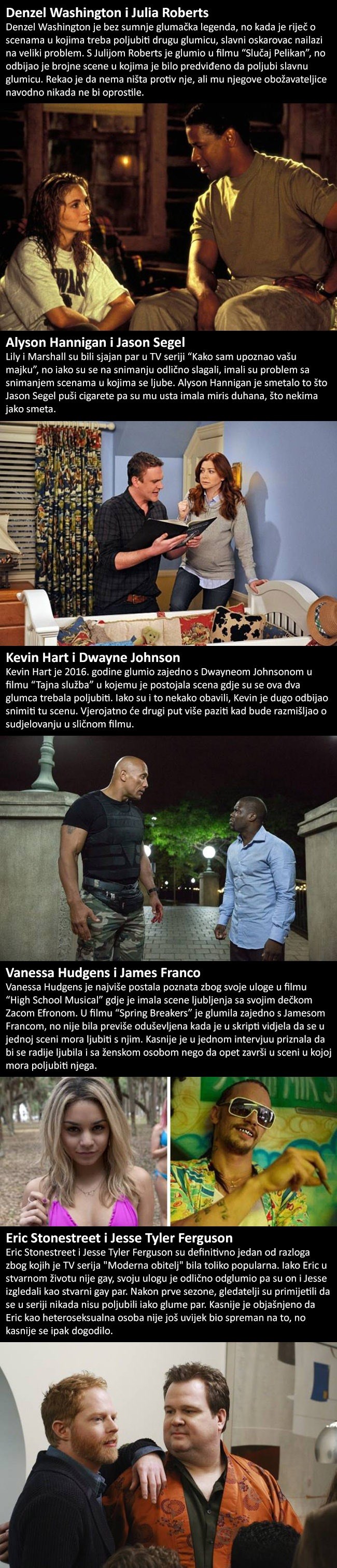 Možda to niste očekivali, ali nekim glumcima nije nimalo drago kad se u filmovima moraju ljubiti