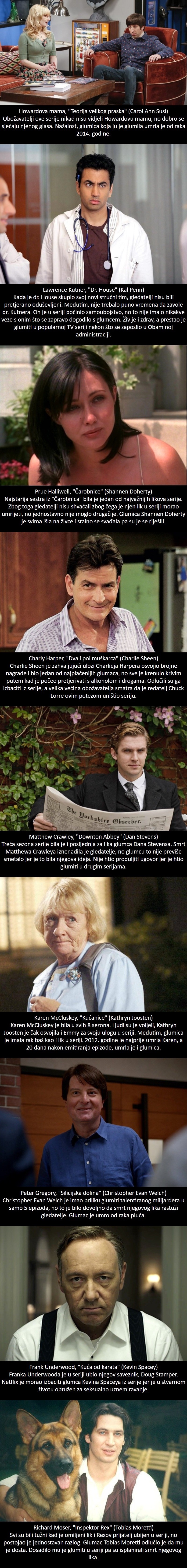 9 stvarnih razloga zbog kojih su se vaši omiljeni likovi iz TV serija odjednom prestali pojavljivati