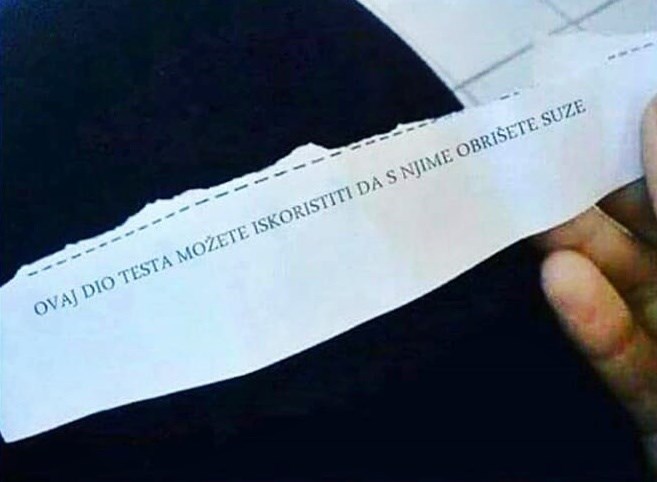Profesor koji je sastavljao zadatke ispita ostavio je studentima genijalne upute na dnu stranice