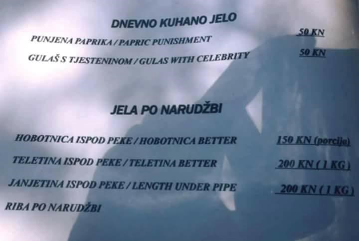 Pronašli smo jelovnik s najgorim prijevodima ikad, morate vidjeti što ovaj restoran nudi