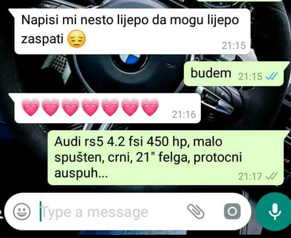 Nakon napornog dana je od dečka htjela par lijepih riječi, on joj poslao najneromantičniji odgovor ikad