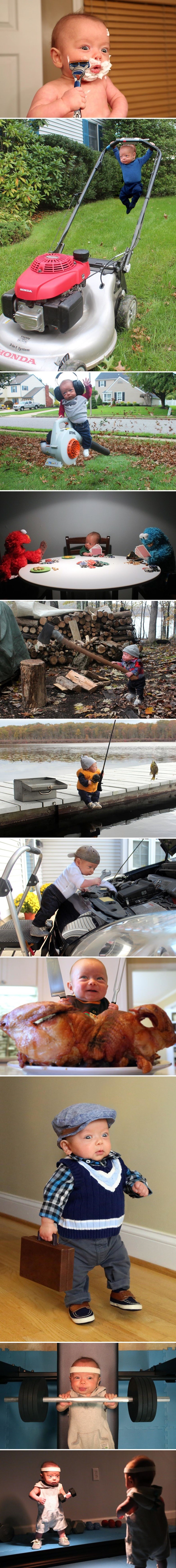 Tata je slikao svoju bebu kako se bavi "pravim muškim stvarima", rezultat je urnebesno dobar