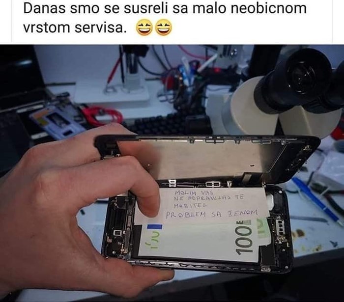 Muškarac je donio mobitel na servis i otišao, radnici su unutra pronašli poruku koja ih je nasmijala