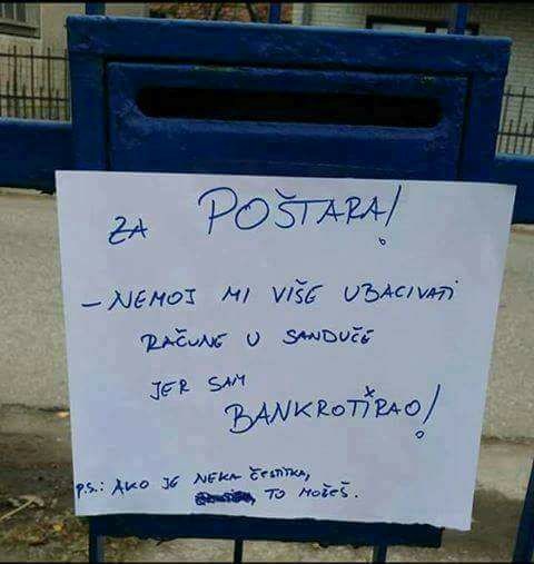 Muškarac je upao u probleme pa je odlučio poštaru ostaviti poruku na sandučiću