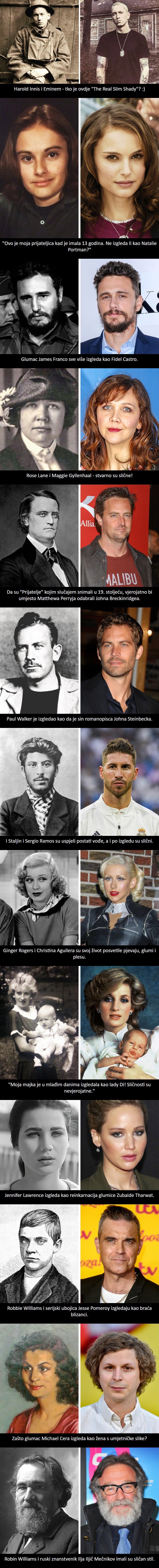 NEVJEROJATNE SLIČNOSTI Ove slavne osobe izgledaju kao klonovi ljudi iz prošlosti