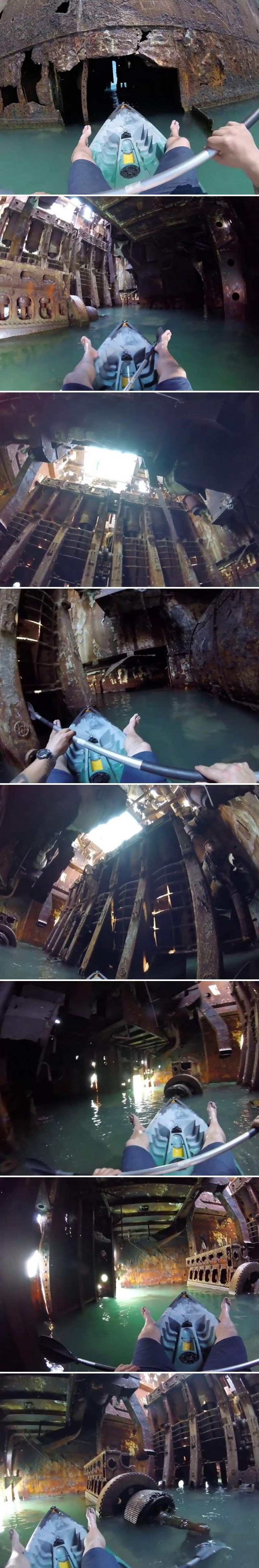 Dok se vozio kajakom, naišao je na stari napušteni brod. Prizori koje je snimio su ga zadivile