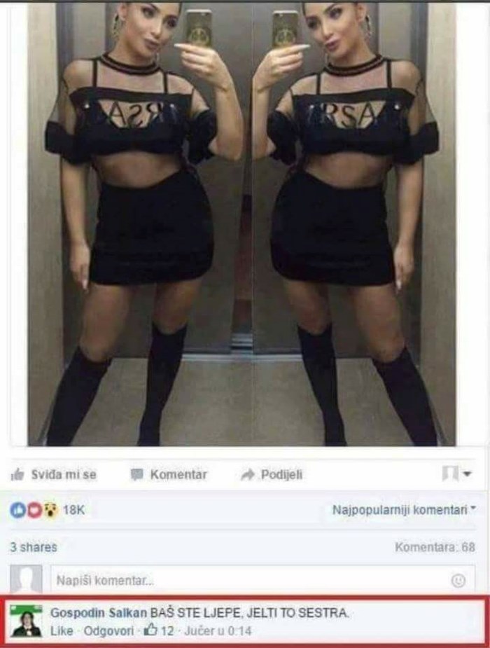 Djevojka je na svom Facebook profilu objavila fotku s efektom koja je jednog prijatelja zbunila