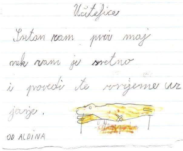 Učenik je svojoj učiteljici napisao čestitku za Prvi maj koja ju je nasmijala do suza