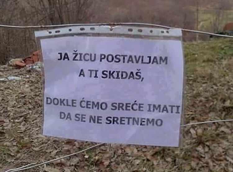 Naživcirani muškarac ostavio obavijest na žici: "Dokle ćemo sreće imati da se ne sretnemo?"