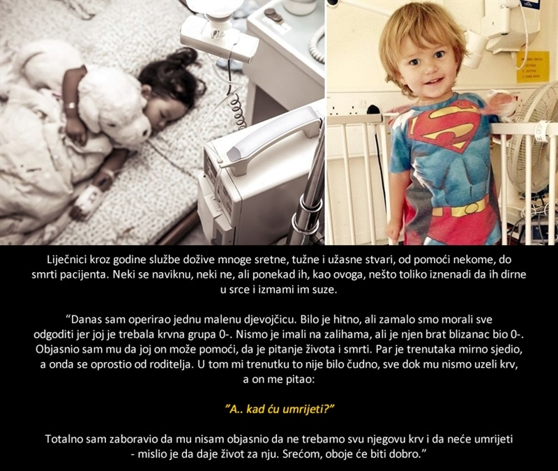 Dječak je svojom krvlju spasio sestricu, a onda pitanjem rasplakao kirurga