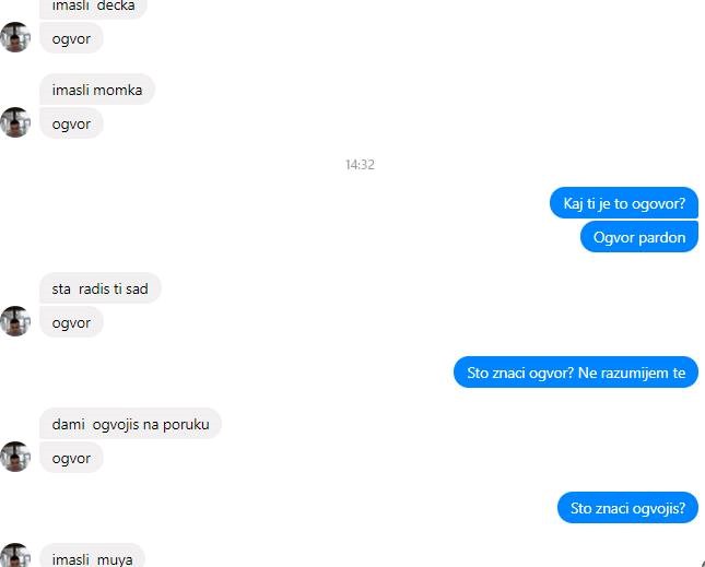 Djevojci se javio lik sa čudnim rječnikom, nakon svake poruke pisao je istu riječ