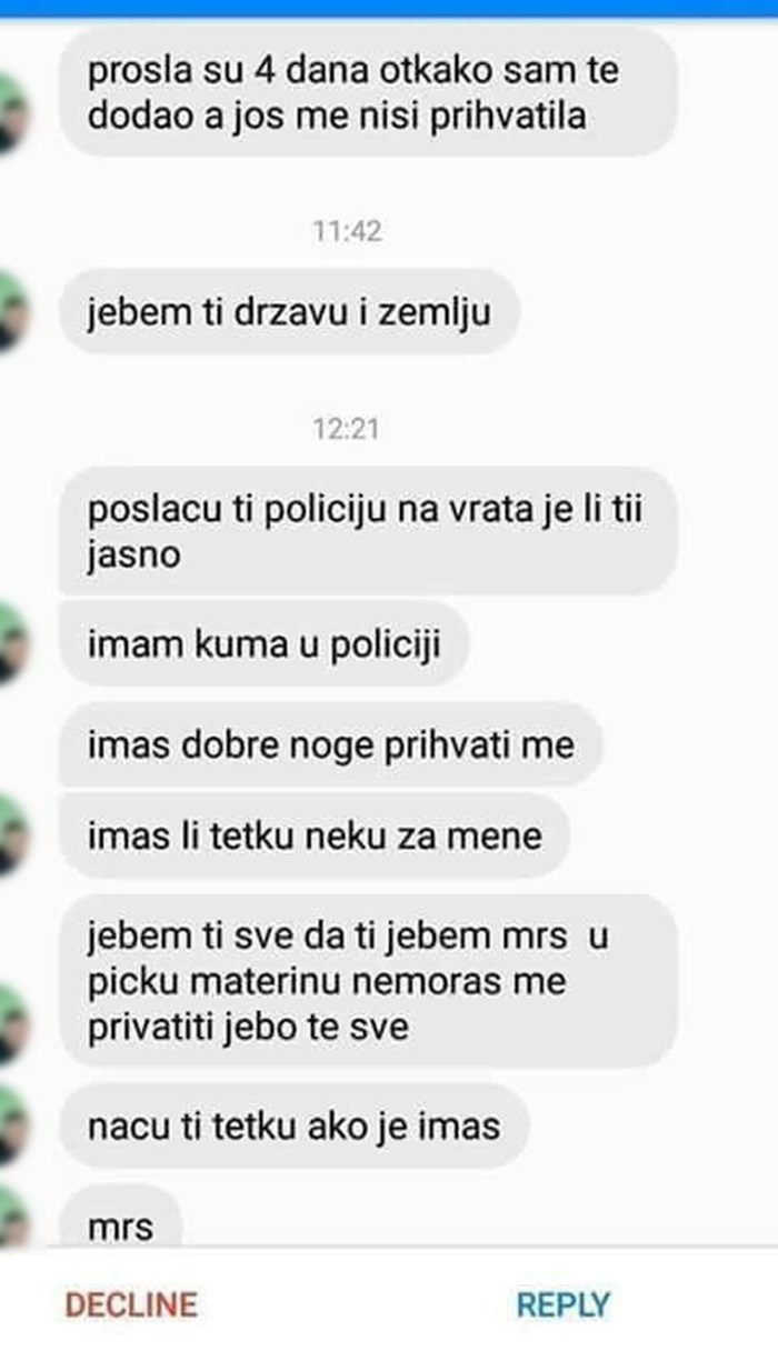 Ovaj niz uznemirujućih poruka i prijetnji dokazuje da nije lako biti žena na internetu