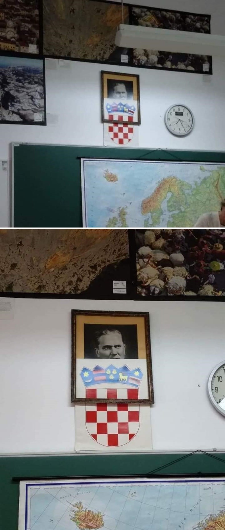 U učionici hrvatski grb ispao iz okriva, učenici su vidjeli što se cijelo vrijeme krilo ispod slike