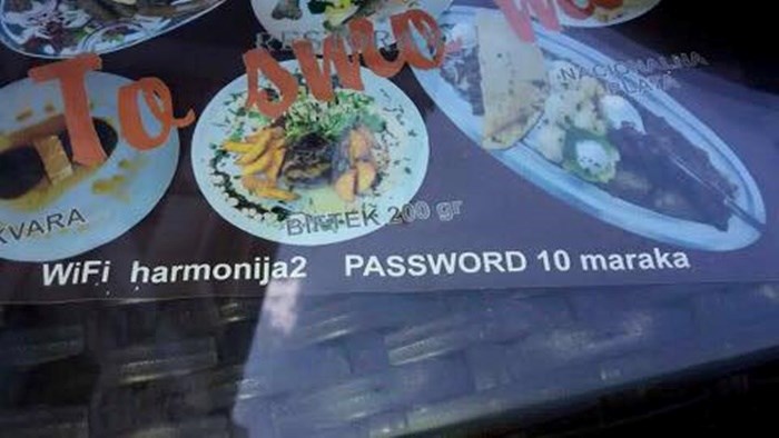 Restoran iz BiH ima lozinku za besplatan WiFi koja zbunjuje mnoge goste