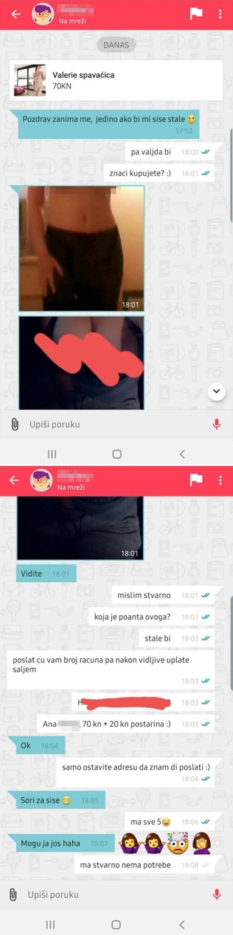 Htjela je prodati spavaćicu, a onda joj je zainteresirana djevojka počela slati neprimjerene fotke i pitanje