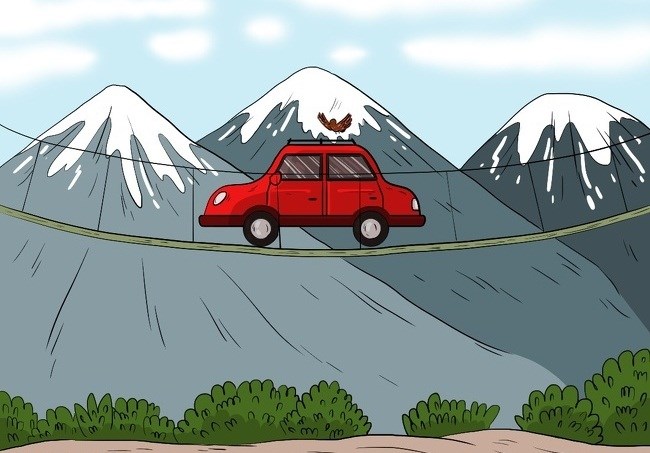 AUTO NA VISEĆEM MOSTU Možete li riješiti ovu mozgalicu? Što se dogodilo s autom?