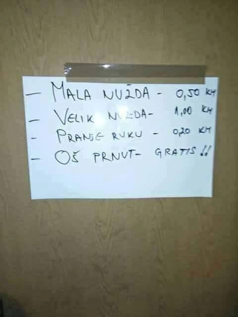 Gostima naplaćuju korištenje WC-a, no bar ih znaju malo nasmijati