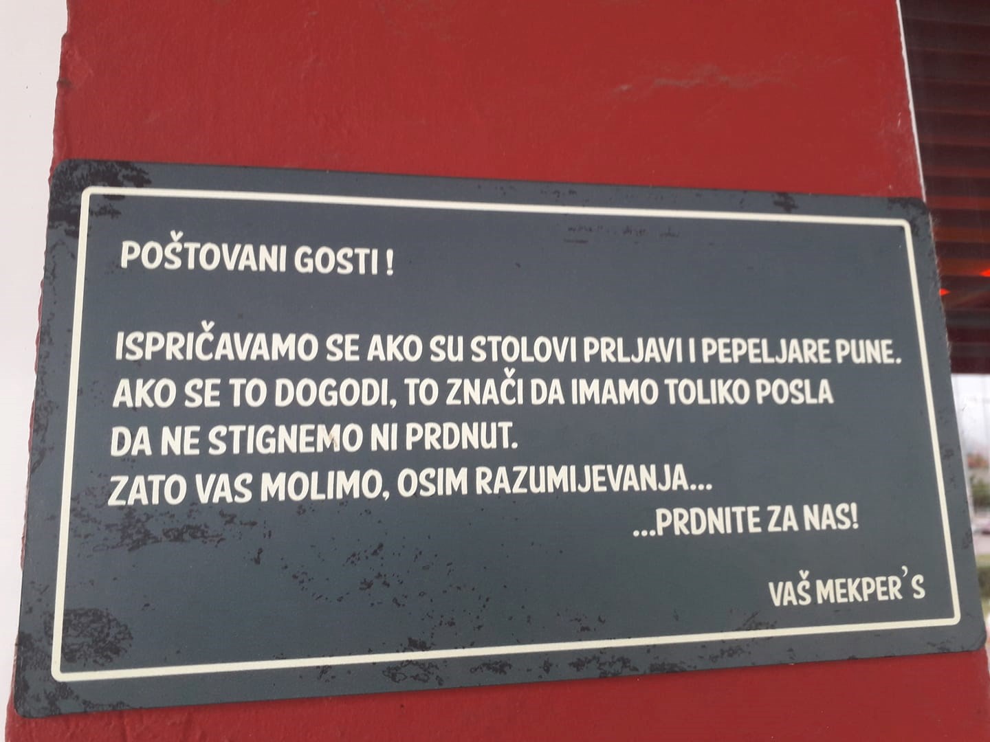 Zagrebački restoran postavio je obavijest koja je nasmijala goste, čak i one nestrpljive