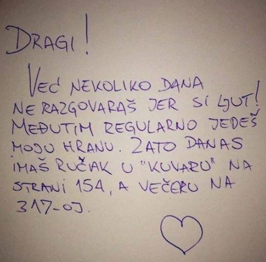 Muž se danima ljutio na ženu pa mu je ostavila poruku nakon koje je vjerojatno opet počeo pričati s njom