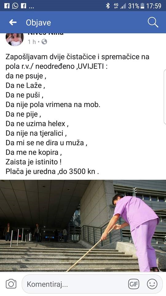 Žena traži čistačice, evo koji su uvjeti i što sve traži od svojih budućih radnica