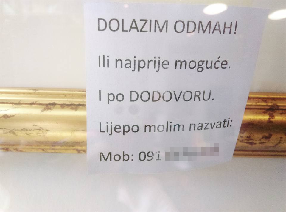 Radnik zagrebačke umjetničke galerije ostavio obavijest koja zbunjuje svakoga tko pokuša ući