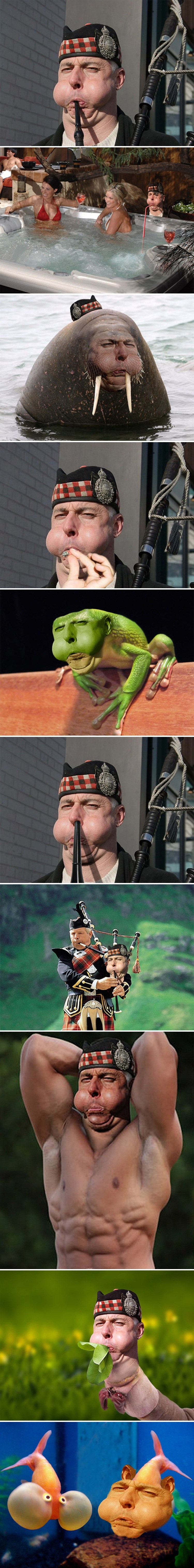 Jedan je gajdaš postao žrtva Photoshopa, njegovu fotku su iskoristili kako bi napravili smiješne montaže