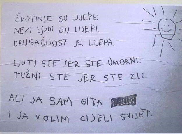 Djevojčica napisala poruku kojom je sve oduševila