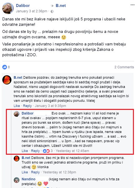 Razočarani korisnik obratio se operaterima putem Facebooka jer su mu uništili život