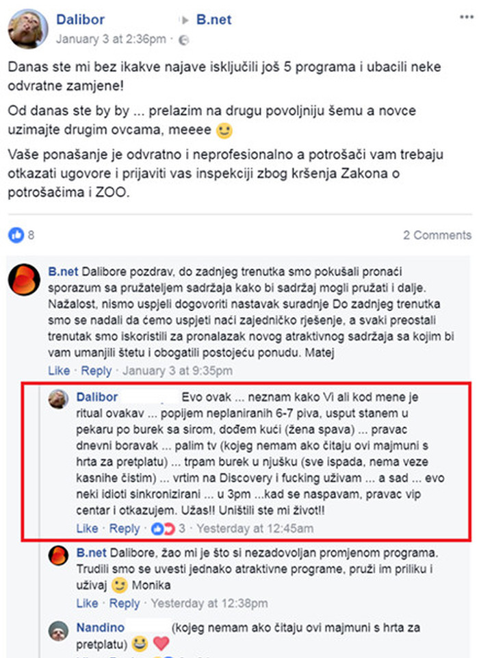 Razočarani korisnik obratio se operaterima putem Facebooka jer su mu uništili život