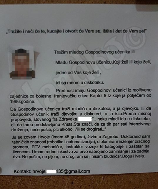 U crkvi osvanuo oglas koji je zbunio mnoge ljude