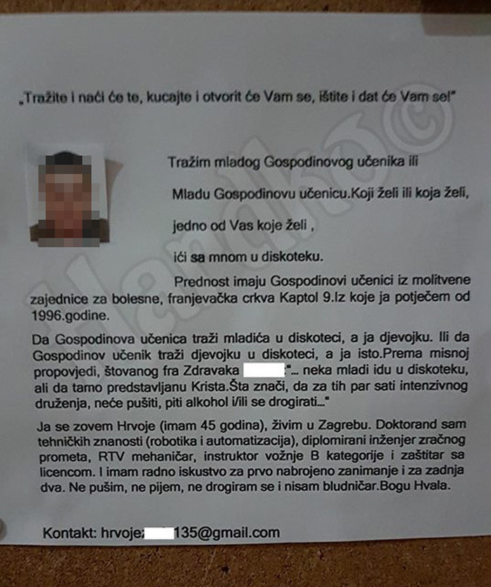 U crkvi osvanuo oglas koji je zbunio mnoge ljude