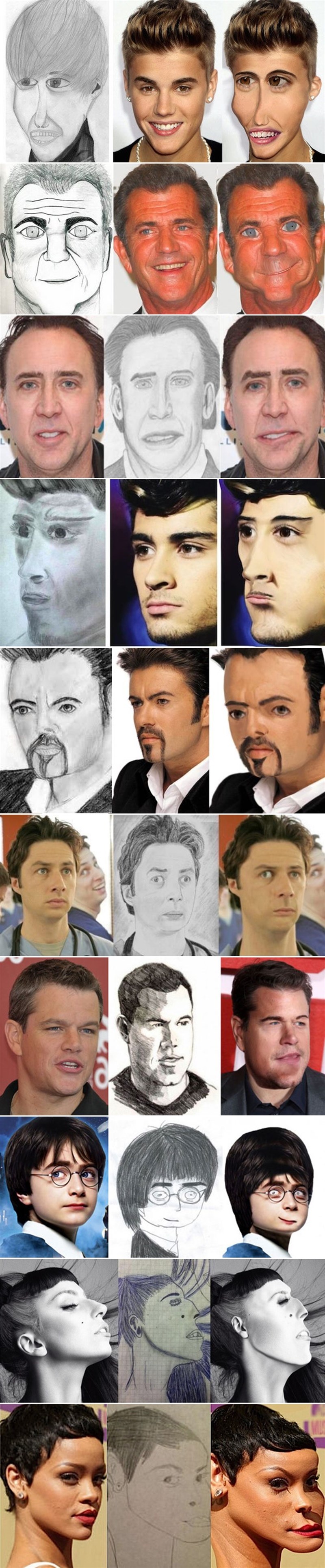 TOP 10 slavnih faca fotošopiranih po uzoru na užasne crteže fanova