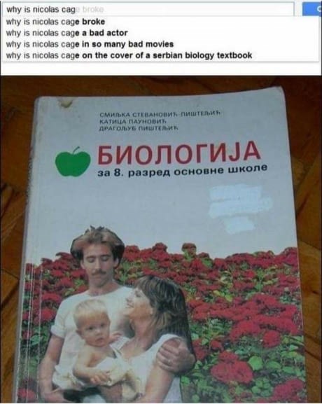 Zbog čega se Nicolas Cage pojavljuje na srpskom udžbeniku iz biologije?