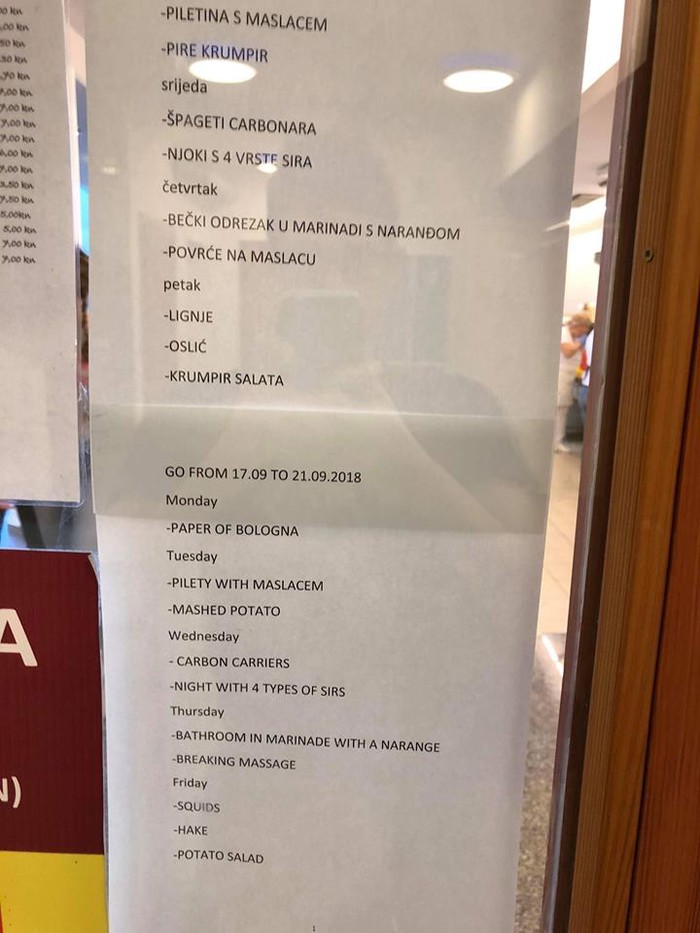 Prijevod ovog menija prava je tragedija ili netko ima sjajan smisao za humor?