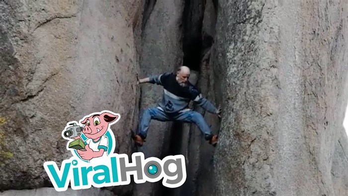 70-godišnjak se penje po stijenama poput Spider-Mana, uže uopće ne koristi