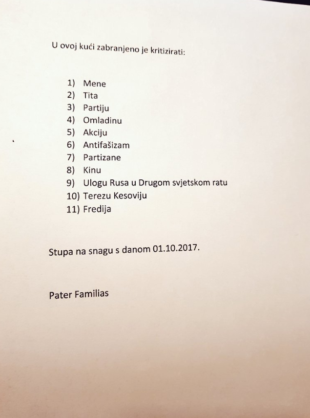 Čovjek je osmislio 11 zapovijedi koje se moraju poštovati u njegovom domu