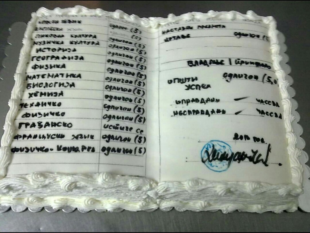 Netko je jako ponosna na svog školarca pa mu je odlučio napraviti ovakvu tortu