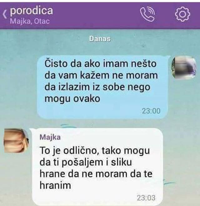 Rekla je mami i tati da će im slati poruke iz sobe, a onda je majka uzvratila udarac 