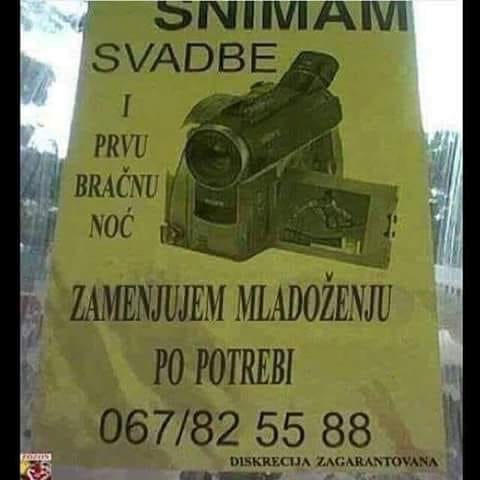 Ovaj čovjek nudi usluge snimanja vjenčanja i prve bračne noći, no to nije sve!