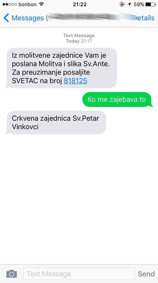 Primio čudnu vjersku poruku pa pitao tko ga zeza, a ovakvom se odgovoru nije nadao