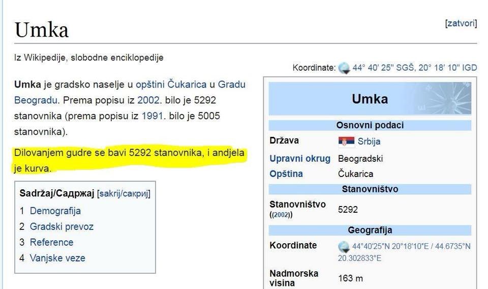 Netko se poigrao s podacima na Wikipediji, a ovo je urnebesni rezultat
