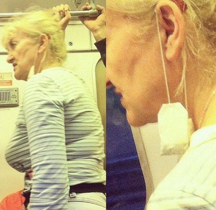 Žena u busu imala je čudan modni dodatak na uhu i morali su to fotakti