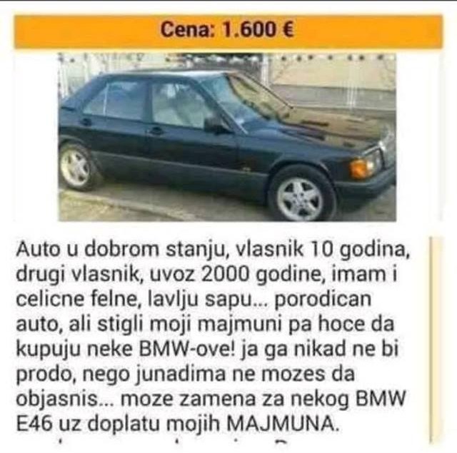 Čovjek prodaje voljeni Mercedes, a objašnjenje koje ide uz oglas je presmiješno