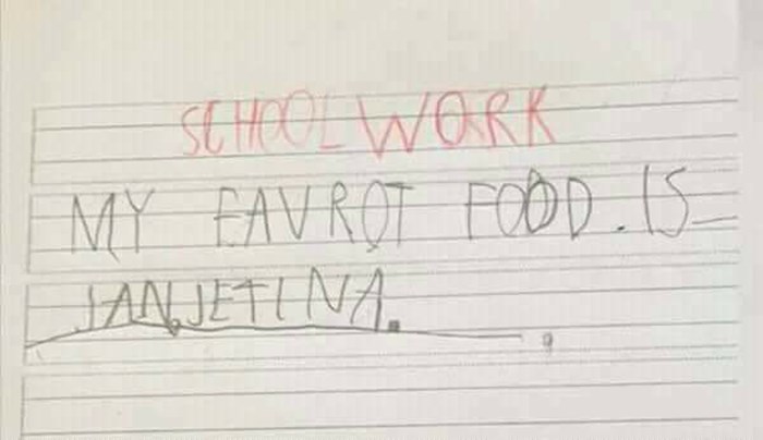 Djeca u školi morala su napisati koje im je omiljeno jelo na engleskom, a odgovor jednog djeteta nasmijao je mnoge