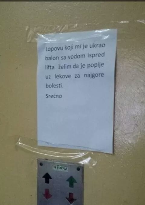 Netko joj je ukrao balon vode pa mu napisala kletvu koja će ga spriječiti u ponovnoj krađi 