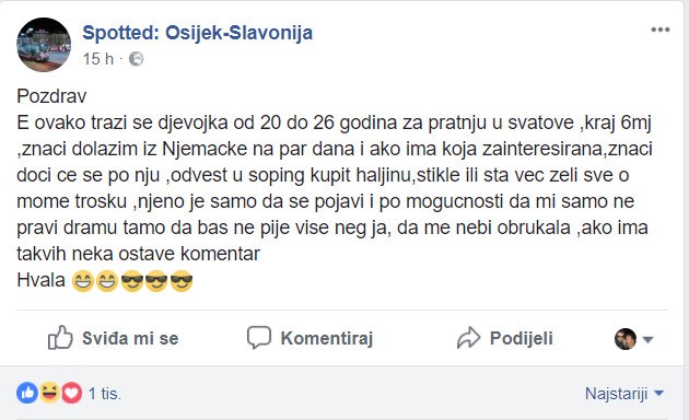 OSIJEK Mladić traži pratnju za svadbu, a ima samo jedan uvjet