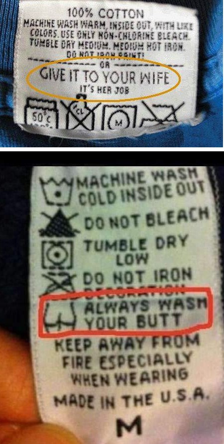 Na ovim etiketama kupci su dobili gratis urnebesne i pomalo ružne upute za pranje 