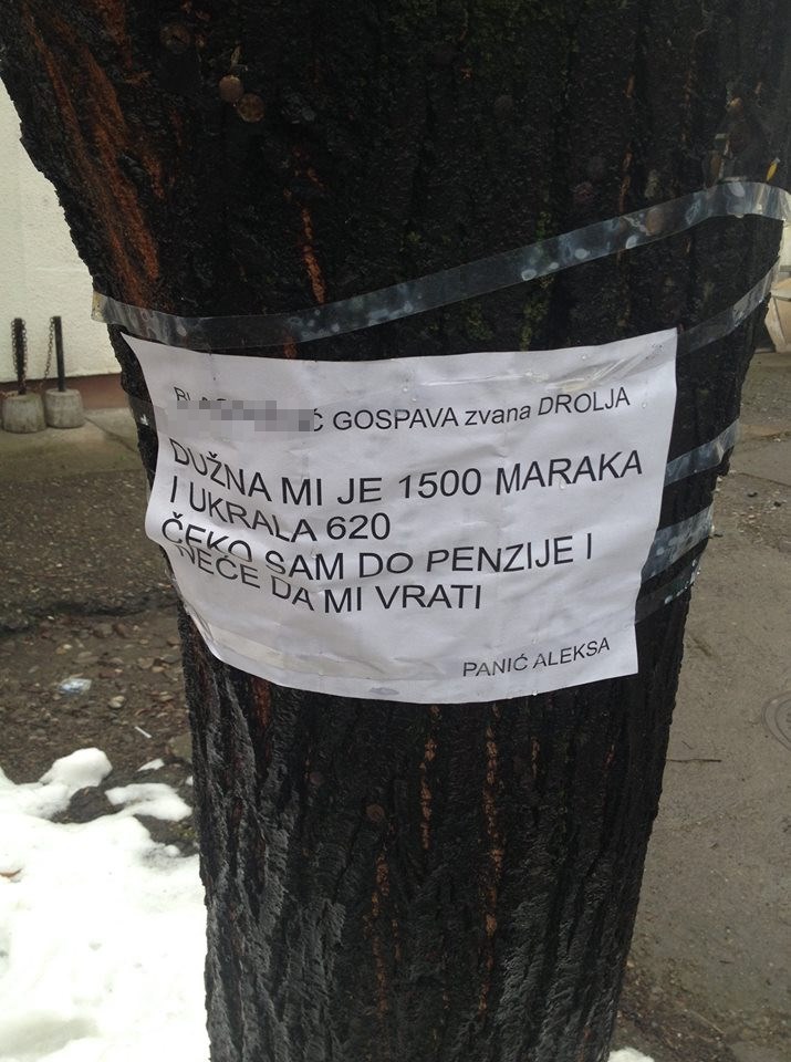 Ostala mu je dužna pa je napisao obavijest da netko drugi ne bi ponovio njegovu grešku